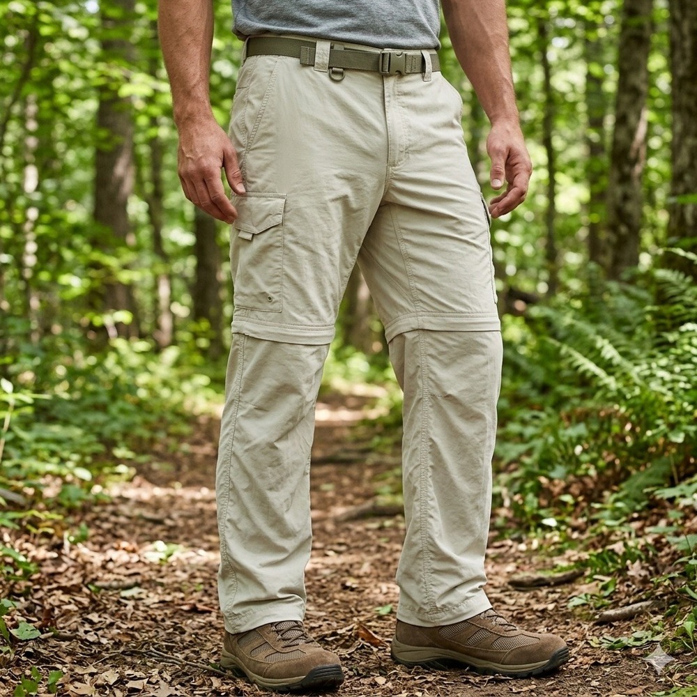 Columbia Silver Ridge Convertible Cargo Pants Mens 38x32 Beige Omni-Shade Hiking